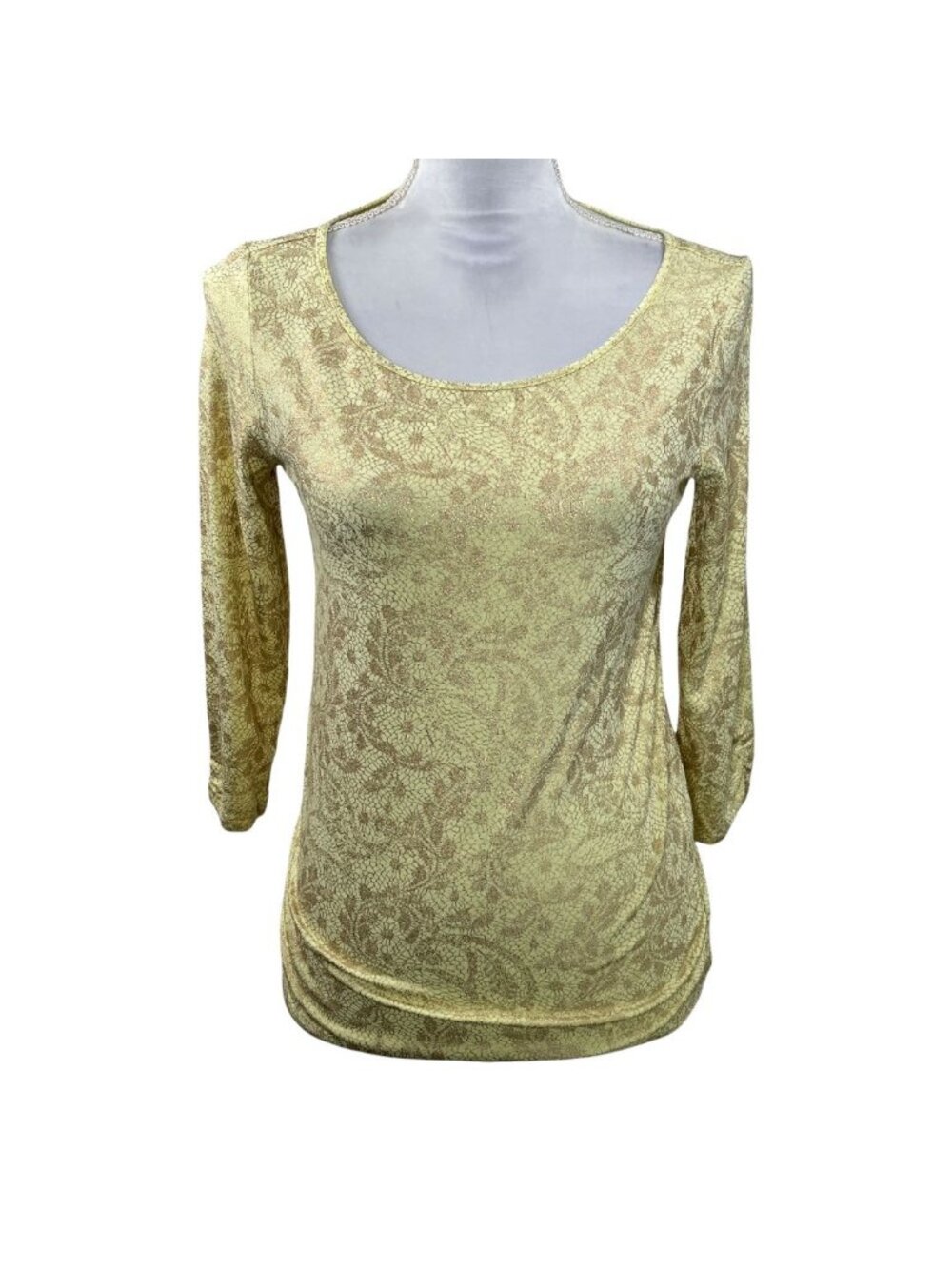 Chicos Womens 0 Gold Metallic Shimmer Blouse Sleeveless Party Holiday Top
